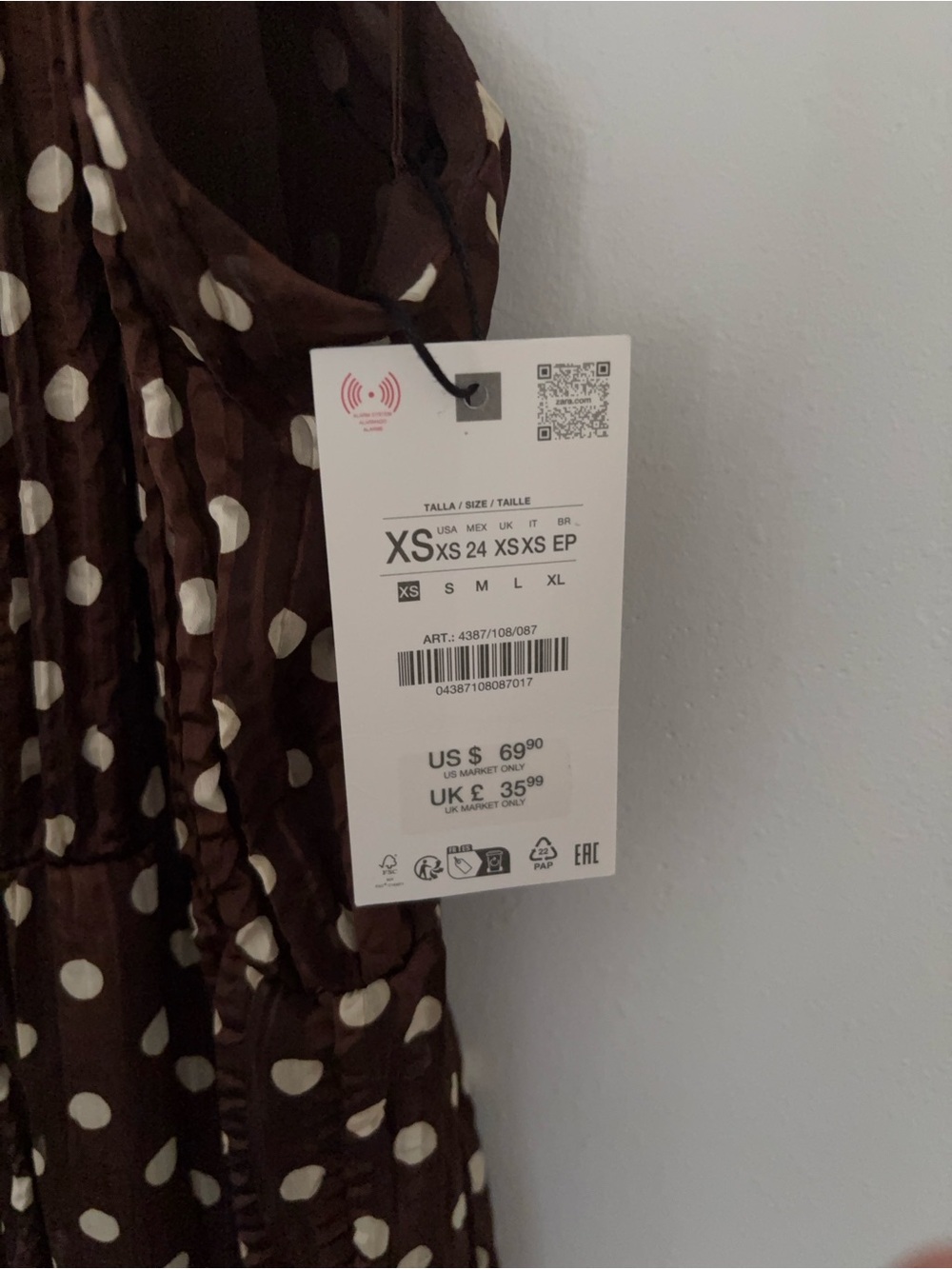 Zara Brown Polka Dot Halter Midi Dress - Picture 9 of 12